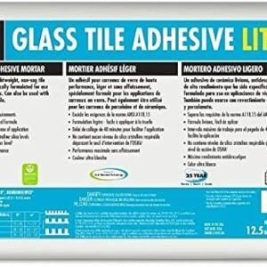 Glass Tile Adhesive Lite White 12.5lb bag.